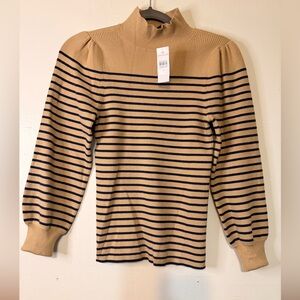 Ann Taylor Tan and Black Striped Sweatshirt